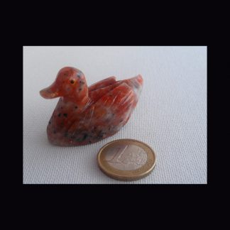 Canard en Pierre de Calcite Orange