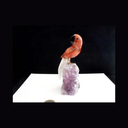 Perroquet en pierre de Calcite Orange