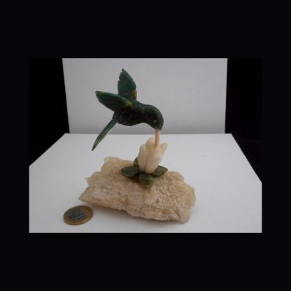 Colibri Beija Flor en pierre de Serpentine verte