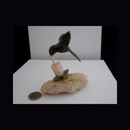 Colibri Beija Flor en pierre de Serpentine verte
